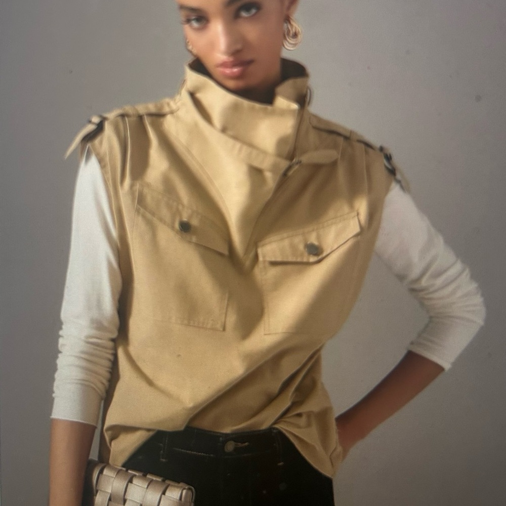 Chic Tan Sleeveless Jacket